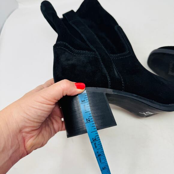 Steve Madden Black Suede Romney Mid Heel Boots Women’s 7.5 - Picture 10 of 11